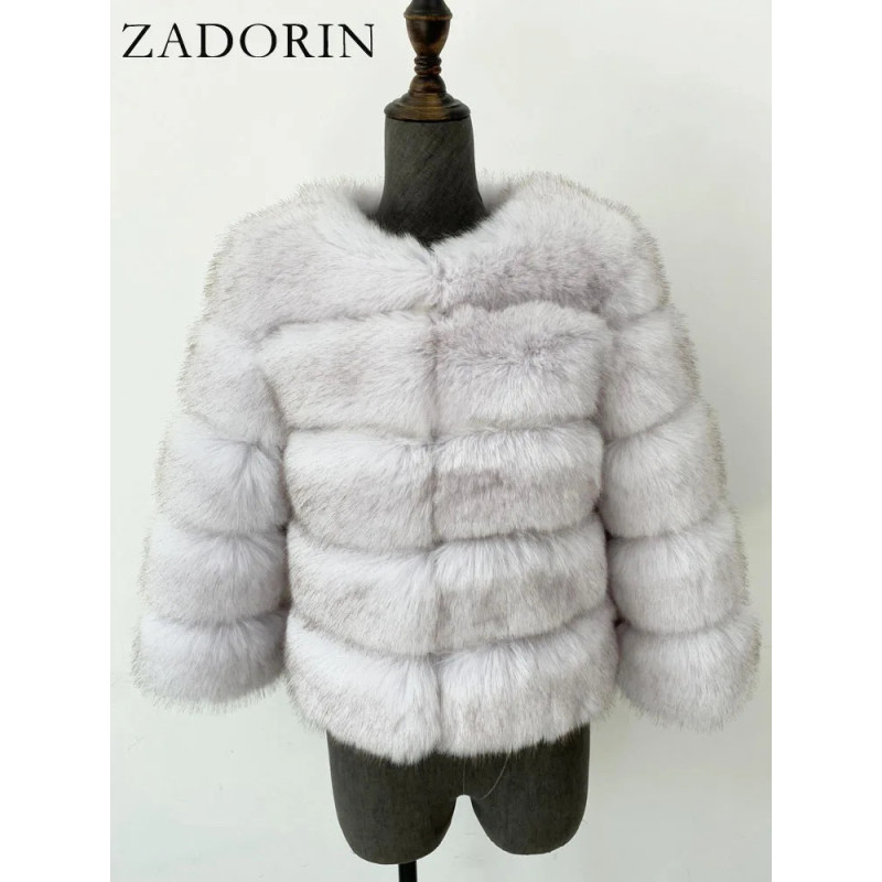 ZADORIN S-5XL Vison CombAutomne Hiver Moelleux Noir Fausse Fourrure Manteau Femmes Élégant optique Chaud Fausse Fourrure Vestes 