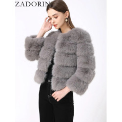 ZADORIN S-5XL Vison CombAutomne Hiver Moelleux Noir Fausse Fourrure Manteau Femmes Élégant optique Chaud Fausse Fourrure Vestes 