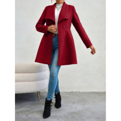 Mia Muse-Manteau d'Hiver à Manches sulfpour Femme, Combinaison de Travail à Revers et lèvent, Couleur Unie, Cadeau de Nouvel An 