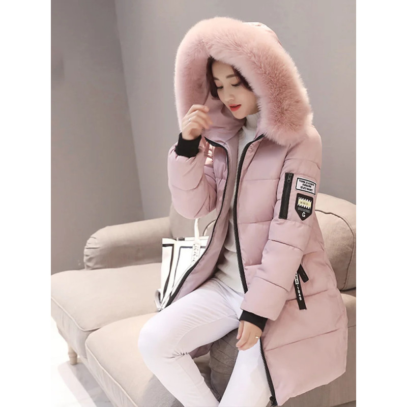 Parka à Capuche avec Col en Fourrure pour Femme, Veste Longue Élégante, Slim, Chaude, Optique, Design de Poches à Fermeture Écla