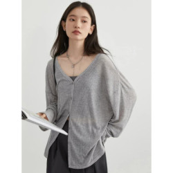 CHIC VEN-Cardigan à manches longues et col en V pour femme, haut féminin, pulls féminins, chemise de protection solaire, printem