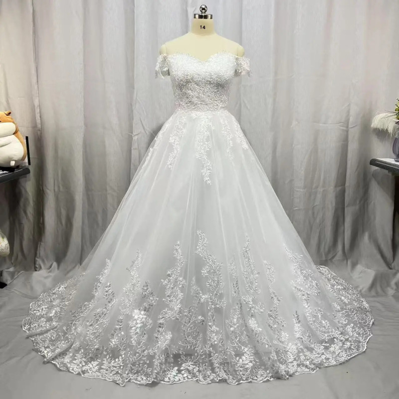 Robe de Mariée en Tulle Blanc sur Mesure avec Traîne, Grande Taille, pour Patients