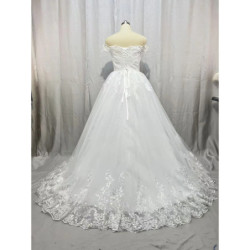 Robe de Mariée en Tulle Blanc sur Mesure avec Traîne, Grande Taille, pour Patients