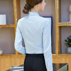 Chemisier à manches longues pour femmes, chemise blanche élégante, chemisier de bureau pour dames, chemises d'affaires roses, bo