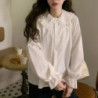 Gidyq-Chemisier blanc à manches longues pour femme, chemise vintage, style preppy, mode féminine élégante, Y2K Sweet Kawaii, che