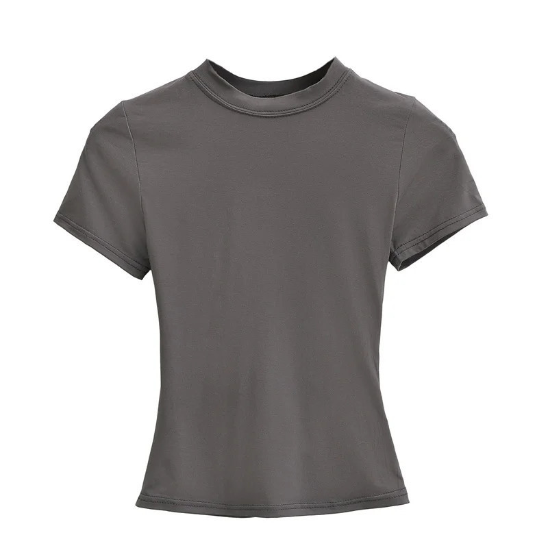 T-shirt Manches Courtes pour Femme, Décontracté, Sexy, Slim, Tendance, Solide, de Haute Qualité, Y2K, Nouveauté 2024