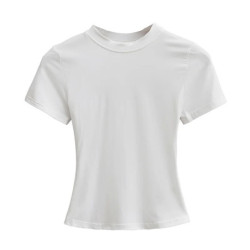 T-shirt Manches Courtes pour Femme, Décontracté, Sexy, Slim, Tendance, Solide, de Haute Qualité, Y2K, Nouveauté 2024