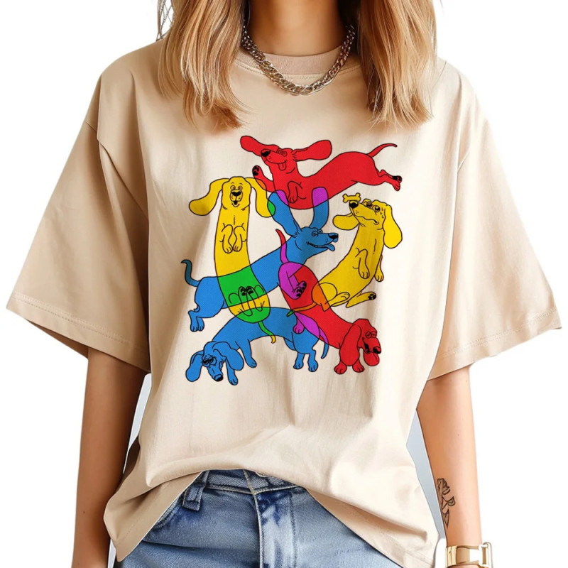 T-shirt Dachshund pour femmes, haut harajuku drôle, vêtements des années 600 et 2000