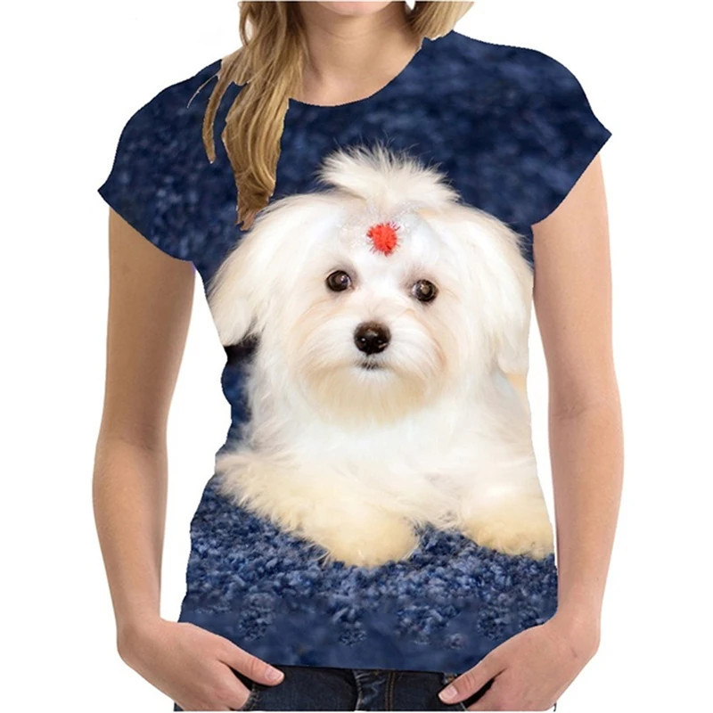 T-shirt imprimé animal 3D Yorkshire Terrier pour femme, Streetwear mignon, Économie Harajuku, Vêtements respirants, Y-Woman, Été