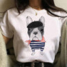 T-shirt pour femme, avec image de bouledogue français, vêtement japonais