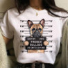 T-shirt pour femme, avec image de bouledogue français, vêtement japonais