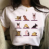 T-shirt pour femme, avec image de bouledogue français, vêtement japonais