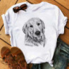 T-shirt imprimé chiens mignons pour femmes, vêtements blancs à manches courtes pour dames, haut Harajuku Y2K, t-shirt graphique 