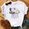 T-shirt imprimé chiens mignons pour femmes, vêtements blancs à manches courtes pour dames, haut Harajuku Y2K, t-shirt graphique 