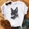 T-shirt imprimé chiens mignons pour femmes, vêtements blancs à manches courtes pour dames, haut Harajuku Y2K, t-shirt graphique 