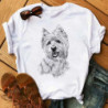 T-shirt imprimé chiens mignons pour femmes, vêtements blancs à manches courtes pour dames, haut Harajuku Y2K, t-shirt graphique 