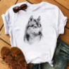 T-shirt imprimé chiens mignons pour femmes, vêtements blancs à manches courtes pour dames, haut Harajuku Y2K, t-shirt graphique 