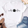 Maycaur-T-shirt noir à col rond pour femme, estival et humoristique, avec imprimé cœur, pattes de chien, dessin animé, à la mode