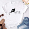 Maycaur-T-shirt noir à col rond pour femme, estival et humoristique, avec imprimé cœur, pattes de chien, dessin animé, à la mode