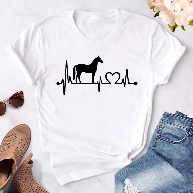 Maycaur-T-shirt noir à col rond pour femme, estival et humoristique, avec imprimé cœur, pattes de chien, dessin animé, à la mode