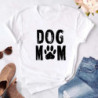 Maycaur-T-shirt noir à col rond pour femme, estival et humoristique, avec imprimé cœur, pattes de chien, dessin animé, à la mode