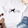 Maycaur-T-shirt noir à col rond pour femme, estival et humoristique, avec imprimé cœur, pattes de chien, dessin animé, à la mode