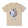 Chat qui dit Huh? T-shirt manches courtes homme et femme, 100 coton respirant, humoristique, harajuku, à la mode