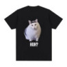 Chat qui dit Huh? T-shirt manches courtes homme et femme, 100 coton respirant, humoristique, harajuku, à la mode