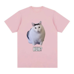 Chat qui dit Huh? T-shirt manches courtes homme et femme, 100 coton respirant, humoristique, harajuku, à la mode