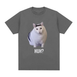 Chat qui dit Huh? T-shirt manches courtes homme et femme, 100 coton respirant, humoristique, harajuku, à la mode