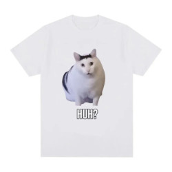 Chat qui dit Huh? T-shirt manches courtes homme et femme, 100 coton respirant, humoristique, harajuku, à la mode