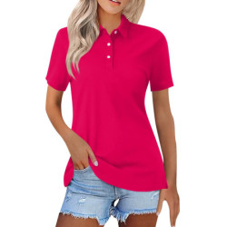 Polo à manches courtes pour femme, t-shirt en coton, col zippé, style élégant, mode pour femme de bureau, été, nouveau, 2024