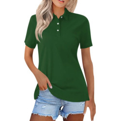 Polo à manches courtes pour femme, t-shirt en coton, col zippé, style élégant, mode pour femme de bureau, été, nouveau, 2024