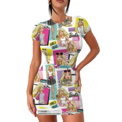 Robe moulante dos nu Barbie sexy pour femmes, mini jupe plissée mince à manches courtes, robe de soirée moulante pour femmes, dé