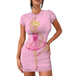 Robe moulante dos nu Barbie sexy pour femmes, mini jupe plissée mince à manches courtes, robe de soirée moulante pour femmes, dé