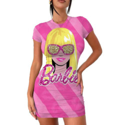 Robe moulante dos nu Barbie sexy pour femmes, mini jupe plissée mince à manches courtes, robe de soirée moulante pour femmes, dé