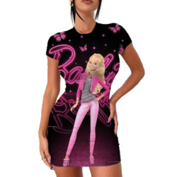 Robe moulante dos nu Barbie sexy pour femmes, mini jupe plissée mince à manches courtes, robe de soirée moulante pour femmes, dé