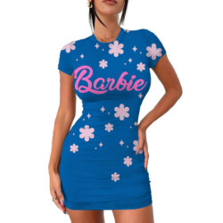 Robe moulante dos nu Barbie sexy pour femmes, mini jupe plissée mince à manches courtes, robe de soirée moulante pour femmes, dé