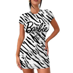 Robe moulante dos nu Barbie sexy pour femmes, mini jupe plissée mince à manches courtes, robe de soirée moulante pour femmes, dé