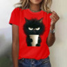 T-shirt manches courtes col rond femme, streetwear, décontracté, à la mode, avec chat imprimé en 3D