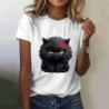 T-shirt manches courtes col rond femme, streetwear, décontracté, à la mode, avec chat imprimé en 3D