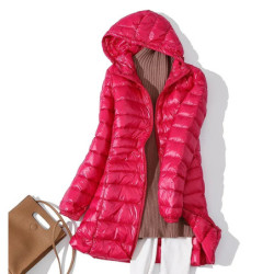 Doudoune ultralégère en duvet de canard pour femme, manteau à capuche portable, coupe-vent chaud, parka femme, automne, hiver, n