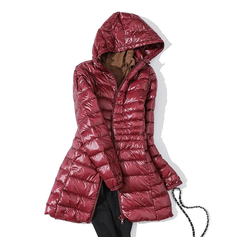 Doudoune ultralégère en duvet de canard pour femme, manteau à capuche portable, coupe-vent chaud, parka femme, automne, hiver, n