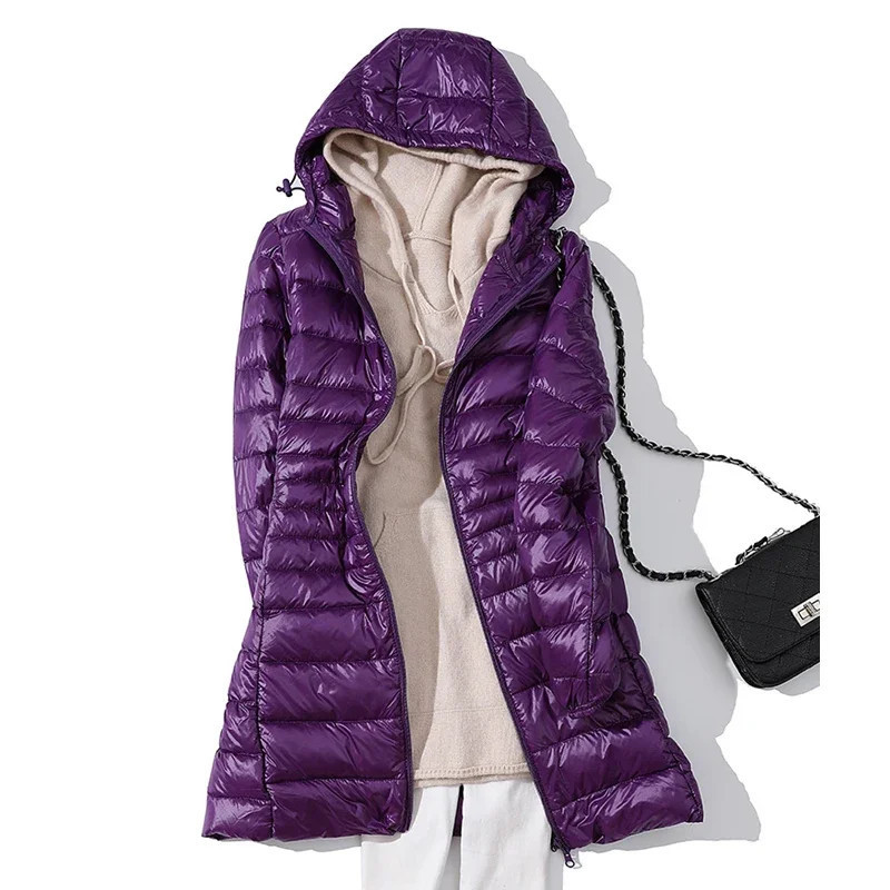 Doudoune ultralégère en duvet de canard pour femme, manteau à capuche portable, coupe-vent chaud, parka femme, automne, hiver, n