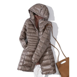 Doudoune ultralégère en duvet de canard pour femme, manteau à capuche portable, coupe-vent chaud, parka femme, automne, hiver, n