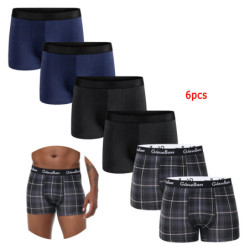 6 Pièces par Paquet, Boxer Noir Doux et Respirant pour Homme, Sous-Vêtement Masculin, Slip, Culotte, Zones Me Goals, 2024