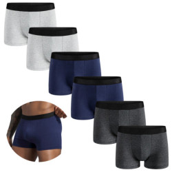 6 Pièces par Paquet, Boxer Noir Doux et Respirant pour Homme, Sous-Vêtement Masculin, Slip, Culotte, Zones Me Goals, 2024