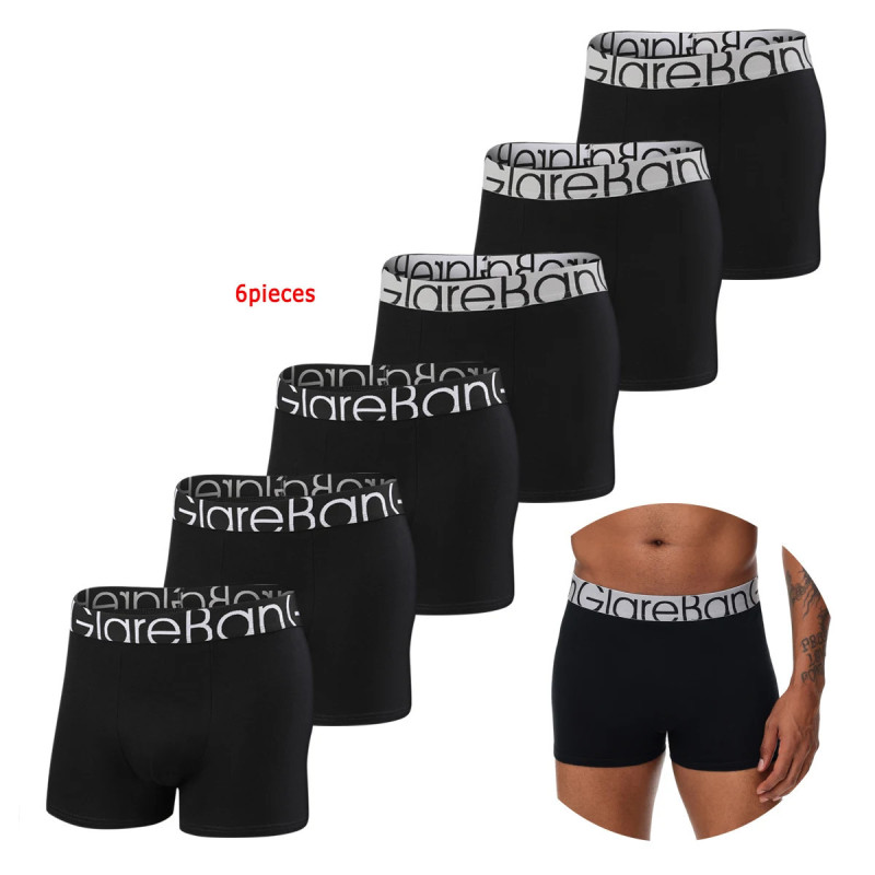 6 Pièces par Paquet, Boxer Noir Doux et Respirant pour Homme, Sous-Vêtement Masculin, Slip, Culotte, Zones Me Goals, 2024