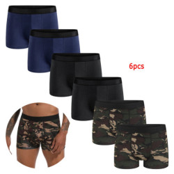 6 Pièces par Paquet, Boxer Noir Doux et Respirant pour Homme, Sous-Vêtement Masculin, Slip, Culotte, Zones Me Goals, 2024