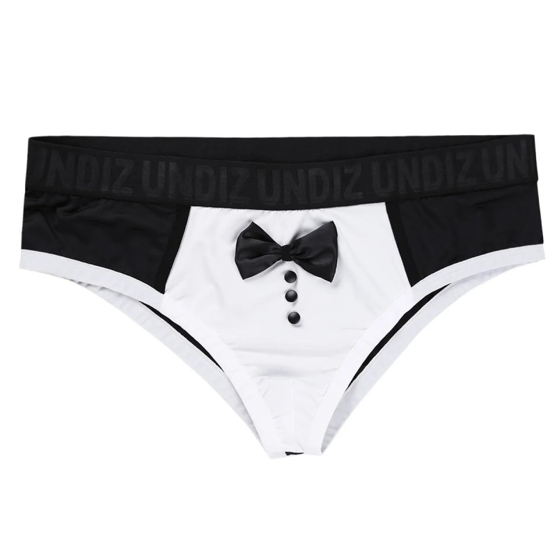 Boxer de smoking pour hommes, sous-vêtement en coton épissure de couleur noire avec nœud papillon, caleçon Surprise pour le couc